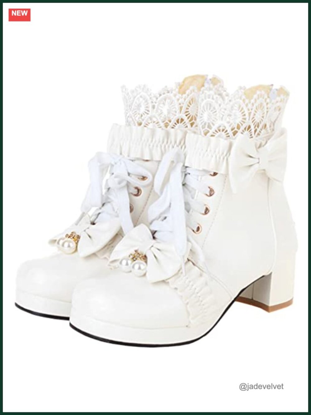 Women Platform Ankle Boots Chunky Block Heel Lace Up Booties with Bow